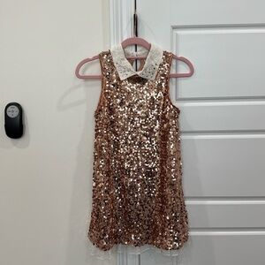 Beautees Girls Fancy Party Holiday Dress Rose Gold Sequins Formal Dance, sz 10